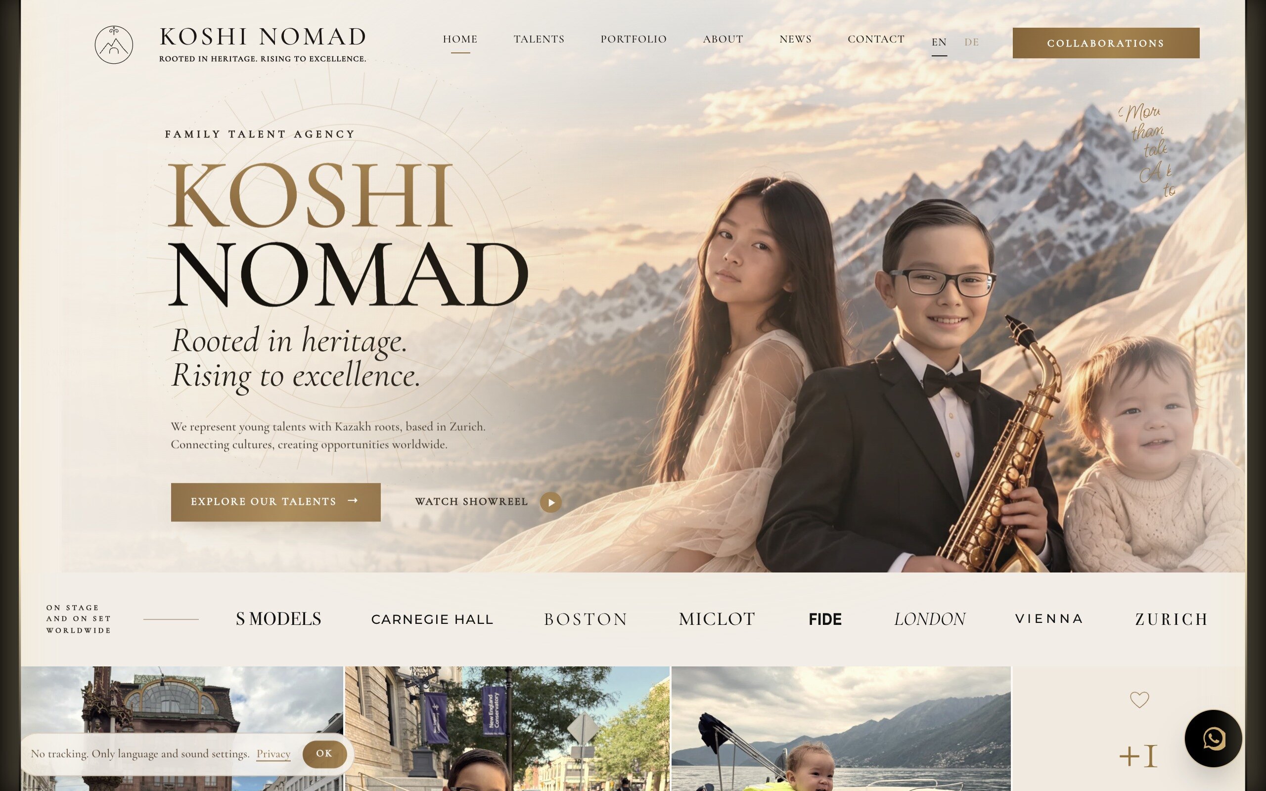 Koshi Nomad — сайт семейного талант-агентства, проект A-LUX