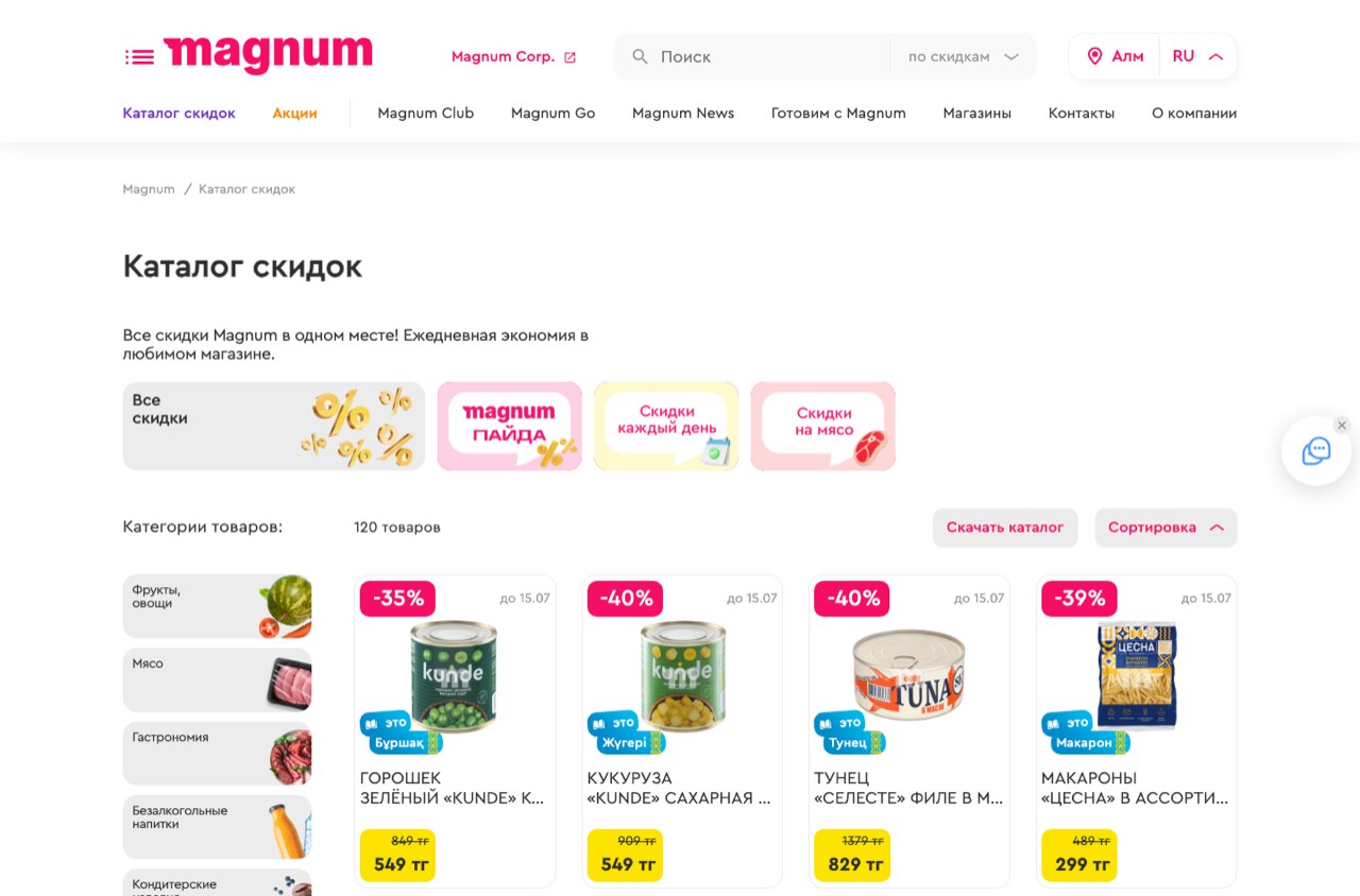 Каталог скидок Magnum